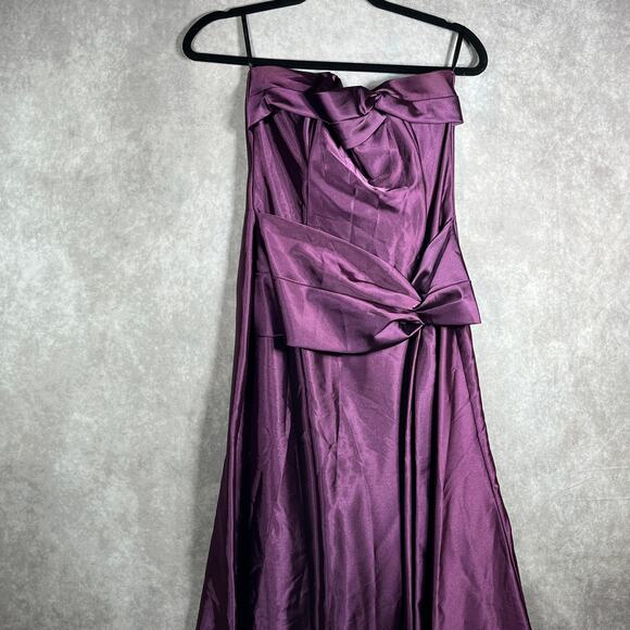 Jessica McClintock Formal Dress Womens 10 Purple Satin Strapless Prom Bridesmaid - Picture 1 of 9